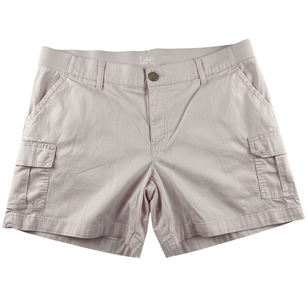 Lee Womens Cargo Shorts Light Pink Regular Fit Mid Rise Size 14M Stretch Cotton